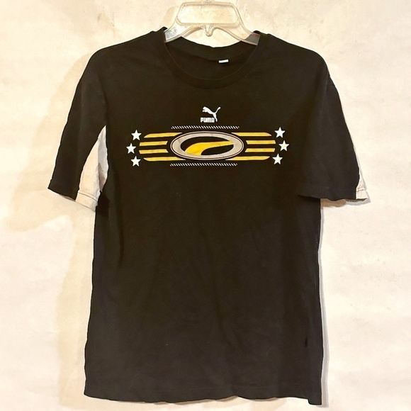 Puma Black Workout Athletic Short Sleeve Jersey T Shirt Tee - Picture 1 of 6